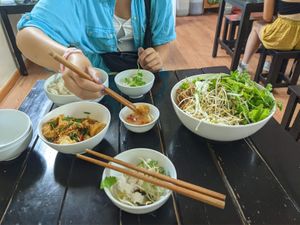 Complimentary dishes which came first  at Katze Vegan & Vegetarian  in Hanoi