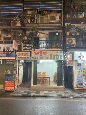 Outside of the restaurant  at Katze Vegan & Vegetarian  in Hanoi