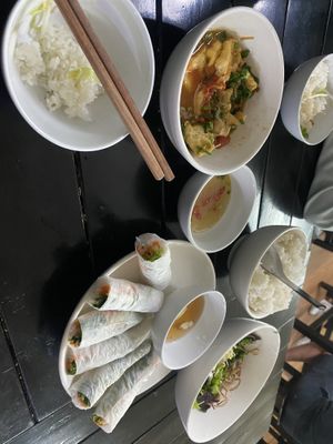 Fresh spring rolls, tofu in tomato sauce   at Katze Vegan & Vegetarian  in Hanoi