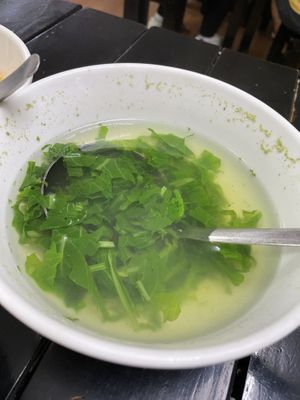 Free green veggie soup (so flavourful!)  at Katze Vegan & Vegetarian  in Hanoi