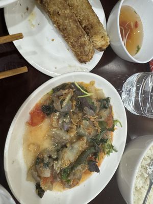 The eggplant and spring rolls were delicious!   at Katze Vegan & Vegetarian  in Hanoi