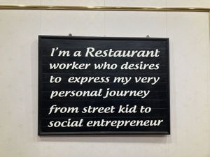 Sign in the restaurant   at Katze Vegan & Vegetarian  in Hanoi