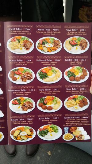Menu at Dunya Imbiss in Cologne