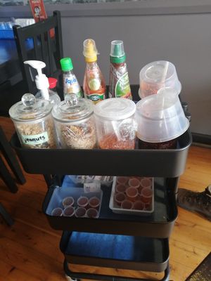 Spice rack at Boss Noodles in Katoomba