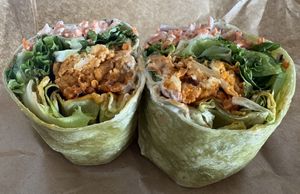 Buffalo cauliflower wrap 🤍🌱  at Common Market Food Co-op in Frederick