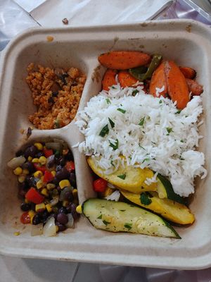 $18 Vegan from the hot bar: we shared but it was still expensive. The veggies were terrible this time. at Common Market Food Co-op in Frederick