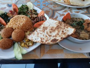 Delicious Vegan Plate and lentils at Ya Hala in Stockach
