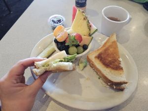 Vegan grilled cheese with added avocado! at Nancy's Café in Auburn