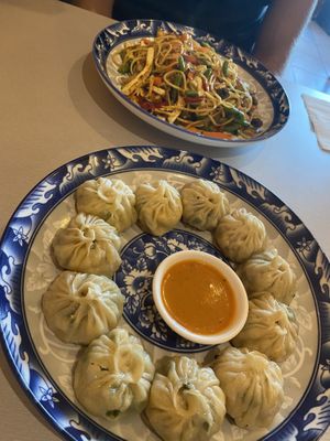 Veggie noodles and vegan dumplings  at Tibet Kitchen in Katoomba