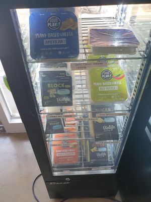 cheesy fridge at Vegan & Beyond in Seoul