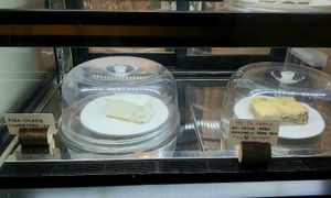 Display with cooled cakes at Vegan & Beyond in Seoul