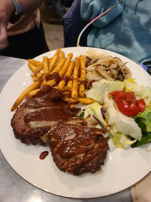 Steak platter - very yummy at Vegan & Beyond in Seoul