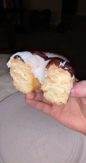 Fluffy donut with fresh icing   at Freddy Donuts in Fredericksburg