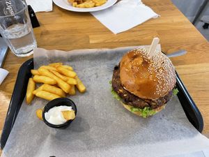 Burger and fries  at IBA.TU Bistro in Vysoke Tatry