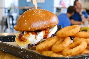 Veggie burger with goat cheese at IBA.TU Bistro in Vysoke Tatry