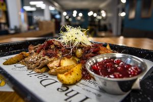 Baked potatoes with mushroom & cranberries  at IBA.TU Bistro in Vysoke Tatry