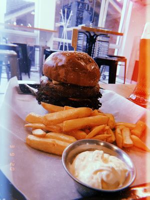 vegan burger / hranolky / vegan mayo at IBA.TU Bistro in Vysoke Tatry