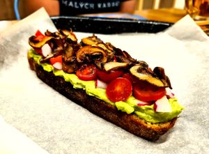 Avocado sandwich with mushrooms.  at IBA.TU Bistro in Vysoke Tatry