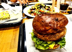 Burger with beans patty made inhouse. at IBA.TU Bistro in Vysoke Tatry