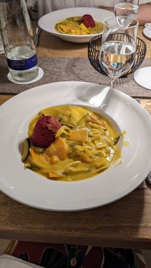 Vegetable curry with couscous at STEG 32 in Herrsching Am Ammersee