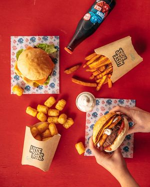 Burger and fries! at Wise Boys Burgers - Auckland CBD in Auckland
