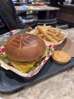 simple cheeseburger w fries   at Wise Boys Burgers - Auckland CBD in Auckland