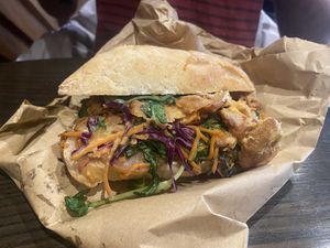 Lemon chicken filled roll  at Tart Bakery - Queen St in Auckland