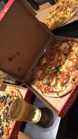 Vegan BBQ, vegan Cap Verde, vegetarian Caprese at Domino's Pizza in Loerrach