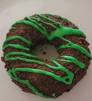 Vegan Girl Scout Thin Mint Donut at Pandamonium Doughnuts in Champaign