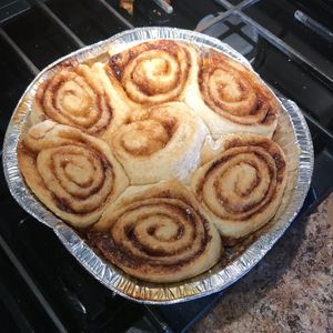 Bake at home cinnamon rolls were delicious!   at Rooted Plant-Based Eating in Midland