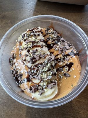 Crunchy monkey açai bowl without honey drizzle and without granola  at The Wellness Bar in Hayden