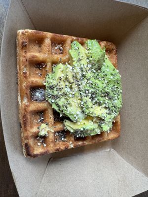 Vegan protein, waffle with avocado  at The Wellness Bar in Hayden