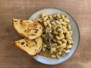 Mac and cheese  at Grounds & Greens Cafe in White Rock