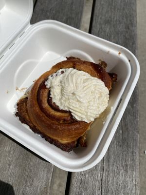 Cinnamon bun  at Grounds & Greens Cafe in White Rock