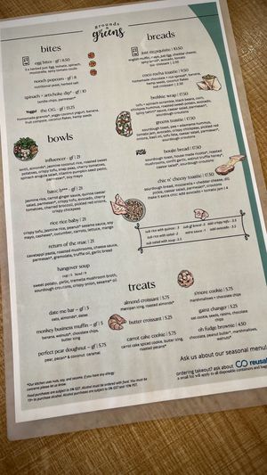 Menu 1  at Grounds & Greens Cafe in White Rock