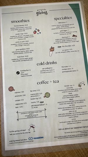 Menu 2  at Grounds & Greens Cafe in White Rock