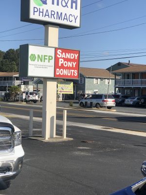 Sign at Sandy Pony Donuts in Chincoteague