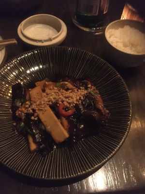 Eggplant with smoked tofu at Chi in Vancouver