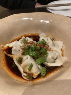 Spicy truffle wontons  at Chi in Vancouver