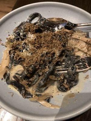 Truffle Charcoal noodle  at Chi in Vancouver