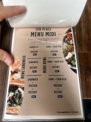 Menu  at La Cantine de Sam in Paris