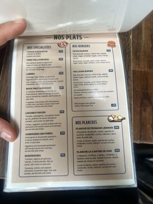 Menu  at La Cantine de Sam in Paris