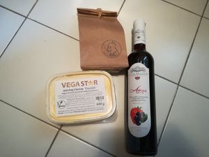 Purchase: Vegastar cheese, strawberry wine and Manu handmade soap at Vegan Sunday Market in Budapest