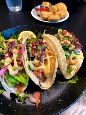 “Shrimp” tacos at Neon Tiger in Charleston