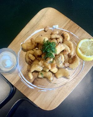 Trumpet mushroom calamari at Neon Tiger in Charleston