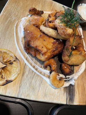 Trumpet mushroom calamari OMGOSH  at Neon Tiger in Charleston