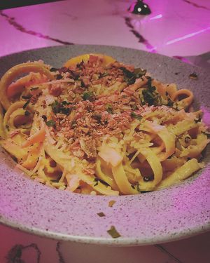 Alfredo pasta at Neon Tiger in Charleston