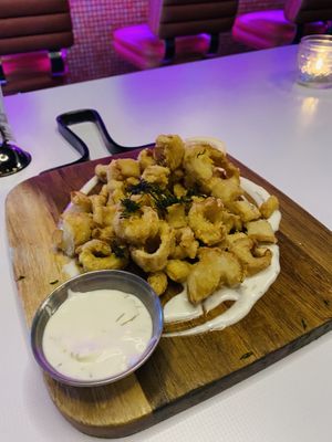 Oyster mushroom calamari rings   at Neon Tiger in Charleston