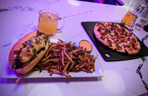 Philly "Cheese Steak" & Buffalo "Chicken" Pizza at Neon Tiger in Charleston