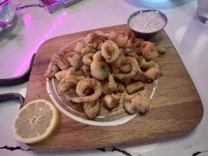 Vegan calamari!!   at Neon Tiger in Charleston